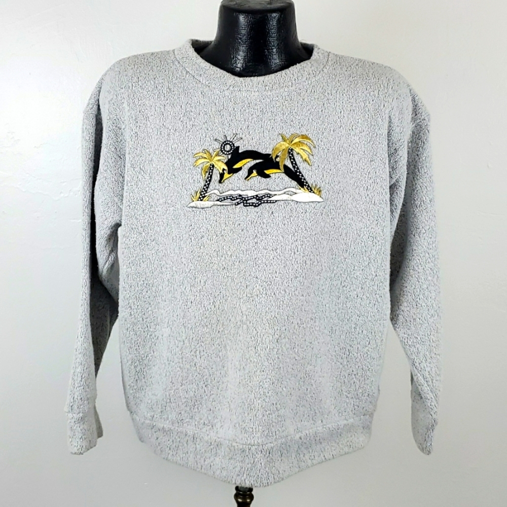 Vintage ESY Sport Wear sweater cotton blend embroidered women size S